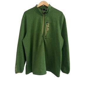 Huk Fishing Quarter Zip Pullover Sweater Mens 3XL Green Outdoor Cabin Winter